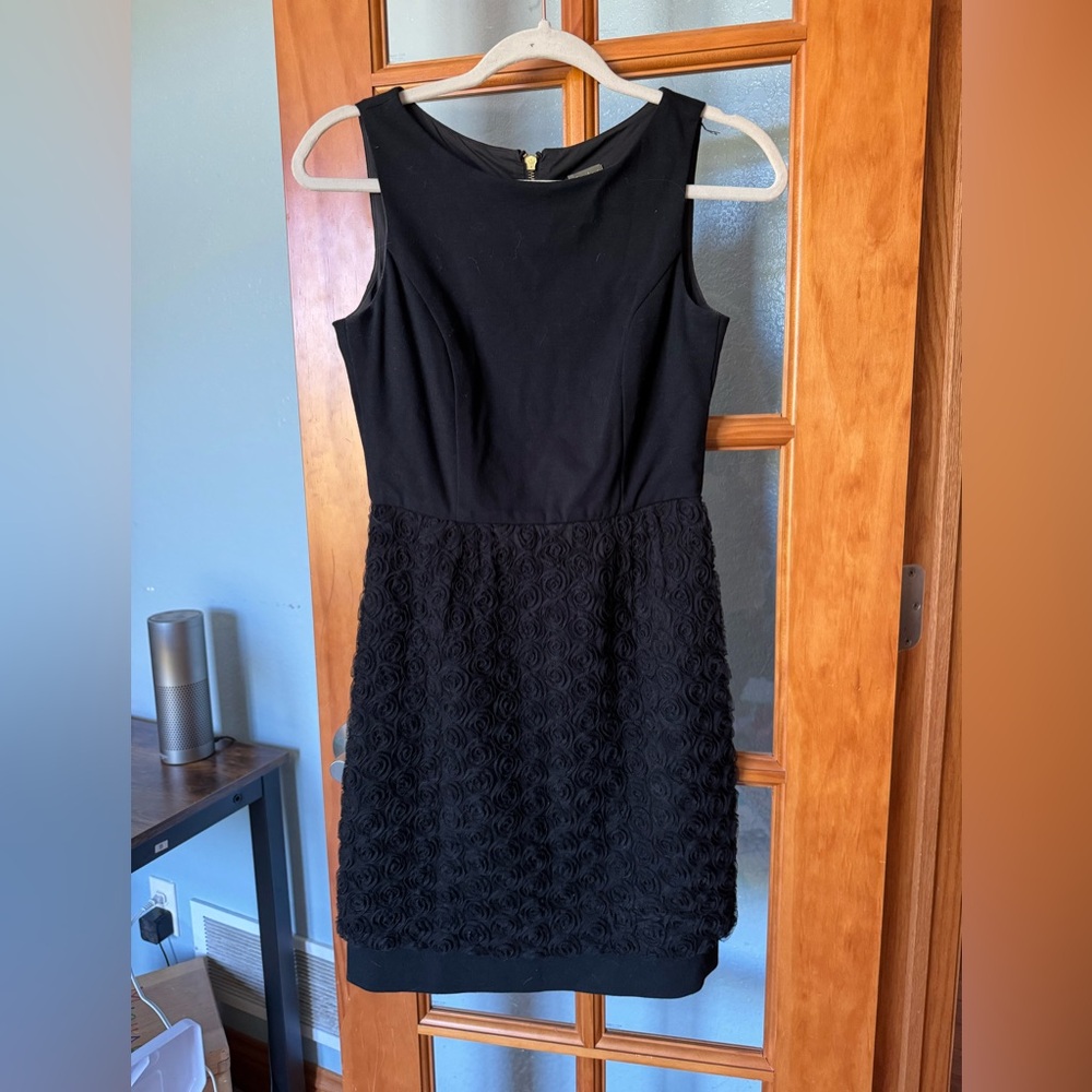Adorable Black Taylor Petite Dress with Lace Roses on Bottom - Women's Size 2P